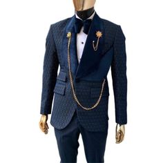 ad eBay - Men Suit Blue Jacquard Peak Collar Single-Breasted Wedding Party Custom - Buy Now, click the link (eBay) Elegant Brocade Tuxedo For Wedding, Royal Fitted Tuxedo For Formal Occasions, Royal Fitted Tuxedo For Formal Events, Elegant Brocade Suit For Party, Elegant Party Suit In Brocade, Elegant Brocade Party Suit, Luxury Fitted Brocade Sets, Fitted Blue Tuxedo For Party, Tailored Brocade Suits For Formal Occasions