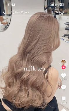 Hair Colours For Brown Hair, Porcelain Skin Brown Hair, Japanese Light Brown Hair, Korean Hair Color Milk Tea Brown, Milk Tea Peekaboo Hair, Milky Tea Blonde Hair Color, Milk Tea Highlights On Brown Hair, Mill Tea Hair Colour, Milk Honey Hair