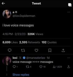 the tweet app on an iphone shows two people talking to each other and one is