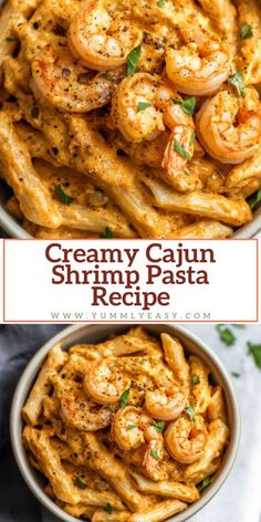 creamy cajun shrimp pasta recipe in a bowl