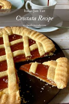 a close up of a pie on a plate