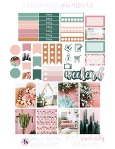 the ultimate planner sticker kit includes pink and green