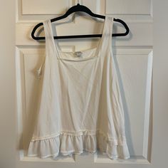 Fun Neckline, J Crew Tank Size Medium, Washed Never Worn, White White Cotton Tank Top For Daytime, White Cotton Tops For Daytime, White Tops, J Crew, Color White, Womens Tops, Size Medium, Tank Tops, Women Shopping