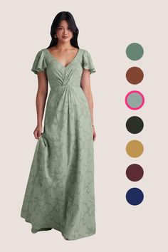 a woman in a dress with different colors