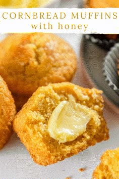 cornbread muffins with honey in the middle