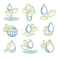 Ecology symbol set. Eco-icons royalty free illustration Eco Bag Design, Lotus Logo, Plant Icon, Design Studio Logo, Free Illustration, Design Graphique, Diy Canvas Art, 로고 디자인