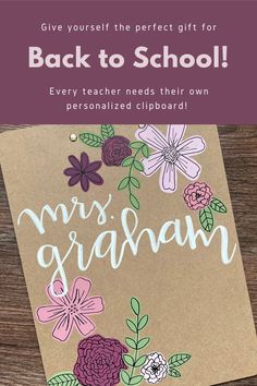 the back to school card is shown with flowers on it and text that reads, give yourself