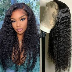 PRICES MAY VARY. 【100% Premium Human Hair Material】Water Wave Human Hair Lace Front Wigs For Black Women, 100% Unprocessed Brazilian Virgin Human Hair, And 180% Density With Baby Hair. Full And Thick. 【Wigs For Black Women Human Hair Quality】: HD Transparent 13x4 Inch Swiss Lace Front Wig, , Glueless Water Wave Lace Frontal Wigs Human Hair Bleached Knots, No Tangle & No Shedding. 【Water Wave Wig Cap】Stretchy Breathable Wig Net (perimeter About 22 Inch - 22.5 Inch) With 4 Combs, At Front And Side 28 Inch Deep Wave Wig Styles, Amazon Curly Wigs, Water Wave Wig Hairstyles, Water Wave Weave, Wig Products, Amazon Wigs, Wigs Hairstyle, Wigs Styles, Lace Wigs Styles