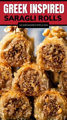 greek inspired saraglii rolls with walnuts and raisins in the middle