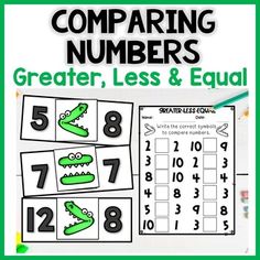 comparing numbers with alligators and crocodile's head on the opposite side of each number