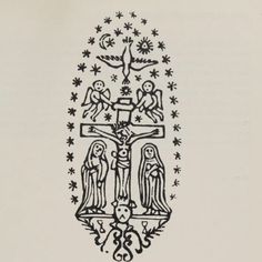 an image of the crucifix with three people on it