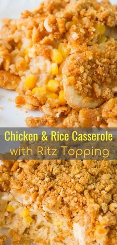 chicken and rice casserole with ritz topping