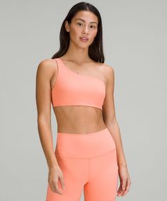 Tune in within. Made with a ribbed version of our buttery-soft Nulu™ fabric  this one-strap bra offers freedom of movement for an intentional practice. Strap Bra, Cup Final, Bra Straps, Personal Shopping, Coral