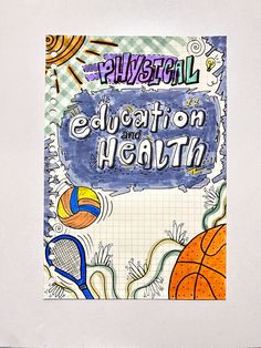 a book with an image of a basketball ball and tennis rackets on it that reads physical education and health