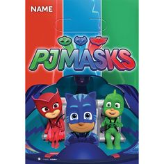 the pj masks are on display in front of an advertisement for pj masks