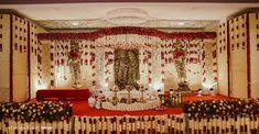 Best Wedding Stages Hindu Marriage Decoration Stage, Hindu Wedding Stage, Wedding Mandapam, Stage Decor Ideas, Wedding Stage Decoration Ideas, Hall Deco, Stage Decoration Ideas, Wedding Matching Outfits, Leaf Decor Wedding