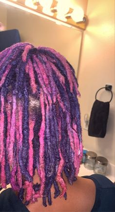 Rainbow Locs Black Women, Multi Color Locs, Dreads With Color, Dye Dreads, Hairstyles No Weave, Hair Color Theory, Dread Colors, Loc Color Ideas, Purple Locs