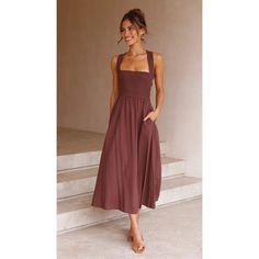 Solid Color Cotton Linen Sleeveless Dress | Uniqistic.com Backless Dress Summer, Sleeveless Linen Dress, Gaun Fashion, Elegant Maxi Dress, Maxi Robes, Sling Dress, Vestido Casual, Spring Summer Dress, Midi Dress Sleeveless