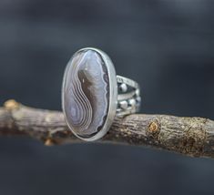 ♦Special Features: This ring features my not so wide bubble band and a beautiful Botswana agate. The band is full of texture and my granulation and a nice soft patina highlighting the textures. The stone is really something else. I admit to having a weakness for banded agates and this one has the most beautiful translucency to the banding. You can see how ribbon like each layer is and sort of watch it go down into the stone. These are a delight to examine and the coloring is a perfectly neutral Botswana Agate, Shades Of Beige, Banded Agate, Size 10 Rings, Something Else, Botswana, Band Ring, Precious Metals, Special Features