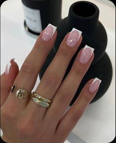 Smink Inspiration, French Tip Acrylic Nails, Work Nails, Classy Acrylic Nails, Short Square Acrylic Nails, Pink Acrylic Nails, Girls Nails, Square Acrylic Nails, Fire Nails