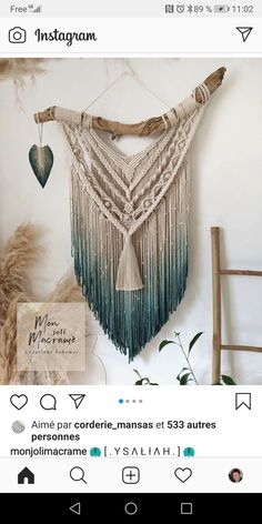 the instagram page on instagram com shows an image of a wall hanging with fringes