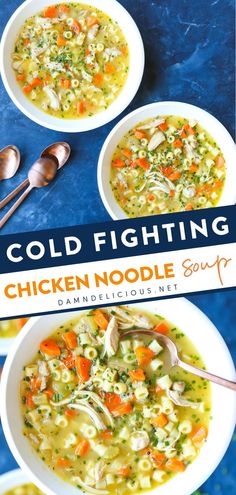 COLD FIGHTING CHICKEN NOODLE SOUP, comfort food, weeknight dinner recipes Soup For Sick, Sick Food, Quick Soup, Homemade Lasagna, Cold Soup, Comfort Soup