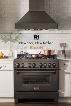 a stove top oven sitting inside of a kitchen