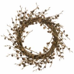 a dried wreath is shown against a white background