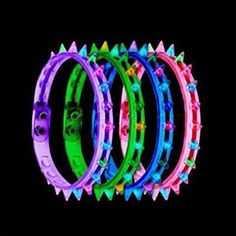 LED Light Up Choker Necklace-Assorted 12 Pcs Per Pack - Party Glowz Led Necklaces, Spike Choker, Glow Stick Party, Glow Bracelets, Finger Skateboard, Spike Bracelet, Glowing Necklace, Rave Party, Spike Necklace