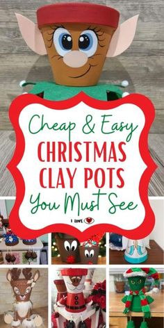 christmas pots with the words cheap and easy christmas clay pots you must see on them