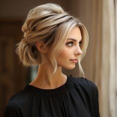 60 Most Beautiful And elegant Prom hairstyles for short hair Short Hair Gala Style, Medium Length Partial Updo, Short Hair Updo Brunette, Classy Updo Hairstyles Short Hair, Stacked Bob Updo, Upstyles For Bob Length Hair, Junior Bridesmaid Hair Short, Upstyles For Wedding Guest, Prom Hairstyles For Bob Hair