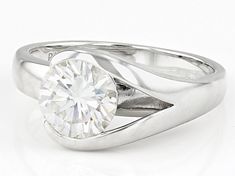 Moissanite Fire® 1.50ct diamond equivalent weight round, Platineve® ring. Measures  approximately 3/8" L x 1/16" W. and is not sizeable. Actual moissanite weight is 1.35ct. . Gia Certified Modern Diamond White Ring, Modern Gia Certified Round Cut Diamond Ring, Modern Gia Certified Diamond White Ring, Modern Gia Certified Moissanite Rings, Ring Spacer, School Jewelry, Jewelry Television, Popular Jewelry, Cleaning Accessories