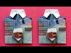 an origami shirt and tie made out of money