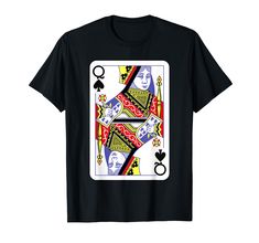 the queen of spades playing card t - shirt for men and women on black