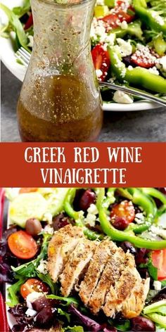 greek red wine vinaigrete salad with chicken