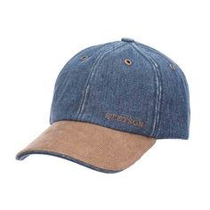 Denim Baseball Cap with Corduroy Peak - Stetson® Hats Casual Corduroy Baseball Cap With Curved Bill, Outdoor Corduroy Baseball Cap With Curved Brim, Corduroy Baseball Cap With Flat Bill For Outdoor, Corduroy Flat Bill Baseball Cap For Outdoor, Stetson Hats, Corduroy Top, Denim Baseball Cap, Stetson Hat, Button Top