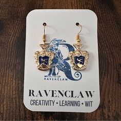 New Handmade Gold-Tone “Ravenclaw” (Harry Potter) Earrings (1.6" Long X 0.7" Wide) Ravenclaw Qualities Creativity Intelligence Learning Originality Wisdom Wit Ravenclaw Qualities, Ravenclaw Harry Potter, Harry Potter Earrings, Harry Potter Items, Formal Earrings, Harry Potter Jewelry, Opal Drop Earrings, Starburst Earrings, Gold Earrings For Women