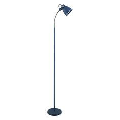 a blue floor lamp on a white background