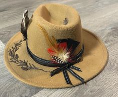 Women's Burnt Panama hat, adjustable, feathers can vary, multiple colors to chose from, customizable Chapeau Cowboy, Christmas Deals, Cow Boy, Panama Hat, Panama, Cowboy Hats, Caps Hats, Feathers, Accessories Hats