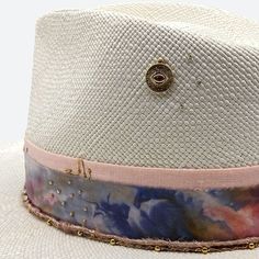 Silk and cotton ribbons with small details around crown Sweatband with 'And I've only just begun' inspirational quote All hats are unique and have perfect imperfections! Straw hat hand woven in Ecuador Hand made and designed by Valeria in California Luxury Handmade Wide Brim Hat, Adjustable Woven Hat With Structured Crown, Luxury Handmade Short Brim Hat, Luxury Handmade Adjustable Hat, White Luxury Adjustable Fedora, Luxury White Adjustable Fedora, Luxury Hats With Adjustable Fit And Structured Crown, Adjustable Hat With Structured Crown For Festivals, Luxury Hat With Adjustable Structured Crown