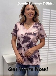 How pretty is this T-Shirt? Double Take did it again!. 

Available in all sizes from S to 2XL. 

Get yours Now before it's gone! Unique Ties, Swimwear Dress, Get Yours Now, Double Take, Tie Dye Patterns, Short Leggings, Basic Style, Summer Tshirts, Neck Designs