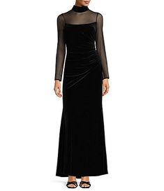 Women's Formal Dresses & Evening Gowns | Dillard's Black Velvet Formal Dress, Motb Dress, Velvet Long Dress, Velvet Formal Dress, Winter Gowns, Illusion Sleeves, Velvet Evening Dress, Formal Wedding Guest Dress, Velvet Dress Long