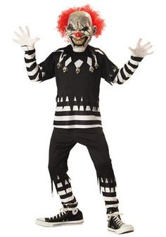 a clown with red hair and makeup is standing in front of a white background,