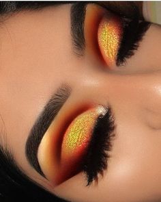 Yellow Eye Makeup, Yellow Makeup, Orange Makeup, Makeup For Black Skin, Fall Makeup Looks