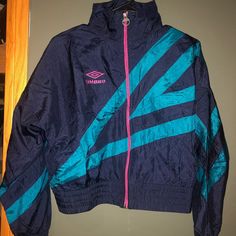 Really Cool Women’s Jacket Blue Teal And Pink Windbreaker Type Pink Windbreaker, Cool Women, Teal And Pink, Women Diamond, Bamboo Fabric, Bomber Jackets, Blue Teal, Track Jackets, Dark Navy