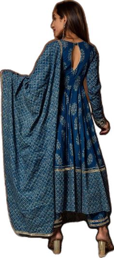 Body Type Women, Cotton Anarkali Suits, Body Types Women, Cotton Anarkali, Anarkali Suit, Blue Hand, Cotton Pants, Set For Women, Anarkali