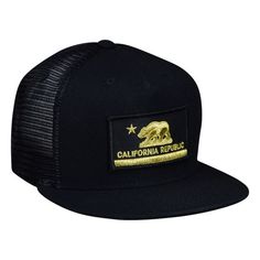 California Republic Trucker Hat by LET'S BE IRIE - Black and Gold, Curved BillHigh qualityComfortableOne size fits mostAdjustable snap backVisit our Etsy shop to find more patches, pins, decals, and more!  https://www.etsy.com/shop/patchparlor Black Adjustable Hat With Patches, Adjustable Black Hats With Patches, Adjustable Black Hat With Patches, Black Baseball Cap With Patches, Black Snapback Trucker Hat With Patches, Trucker Snapback Hat With Patches, Trucker Style Snapback Baseball Cap With Patches, Black Snapback Hat With Patches, Trucker Snapback Hat With Embroidered Patch For Streetwear