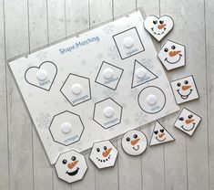 a snowman matching activity for toddlers to practice their shapes and numbers with buttons