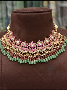 Exclusive bridal collection  just like Gold / made of fresh water pearls necklace  Best quality Diamond finish hand made necklace studded with precious stones kundans and Beeds suitable for weddings and occasions!  jewellery is done with awesome workmanship and beautiful finishing  jewellery for you ‼️ open video must if any damages to report Kundan Temple Jewelry Necklaces For Designer Wear, Temple Jewelry Kundan Necklaces For Designer Wear, Kundan Temple Jewelry Necklace For Designer Wear, Kundan Temple Necklace For Reception With Stone Work, Reception Kundan Temple Necklace With Stone Work, Kundan Necklaces With Zari Work For Reception, Kundan Necklace With Zari Work For Reception, Gold Meenakari Necklace For Designer Wear, Kundan Bridal Necklace With Meenakari For Reception