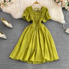 Cute A line short dress fasion girl dressFabric: blendedColor: red, green, apricot, blackSize(cm): free size(1inch=2.54cm)length 95cm bust 66-98cm waist 54-82cmPlease check the size carefully when you choose items. Trendy Solid Color A-line Mini Dress, Elegant Mini Sundress In Solid Color, Beige A-line Mini Dress, Summer A-line Midi Dress In Solid Color, Trendy Green A-line Mini Dress, Summer Solid Color Midi Dress, Green Non-stretch Midi Dress, Solid Color Square Neck Sundress, Spring Dresses With Square Neck In Solid Color